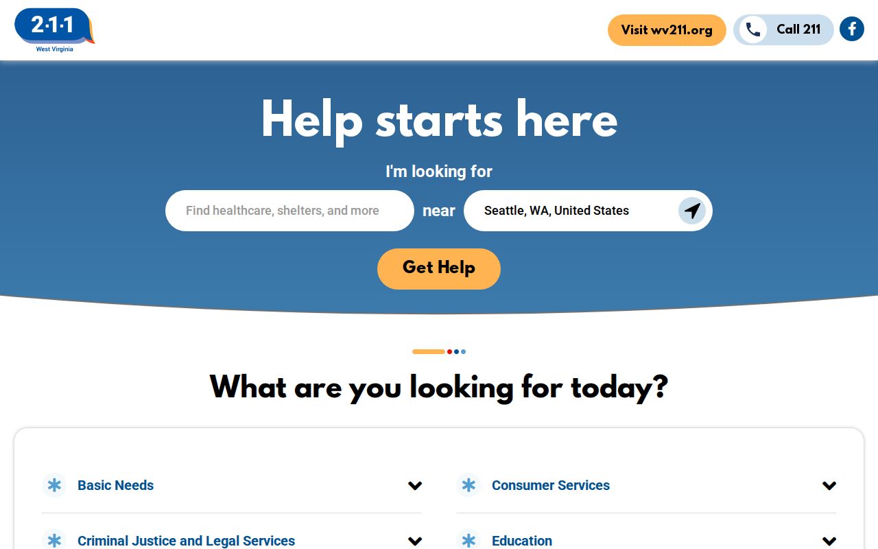 WV 211 searchable service database behind the West Virginia 211 phone code